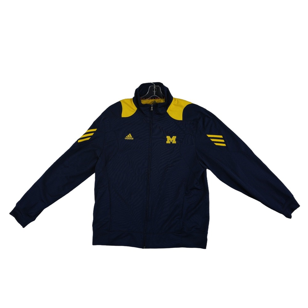 Adidas Michigan Wolverines Track Jacket Men's Size Large Navy Climalite Full Zip